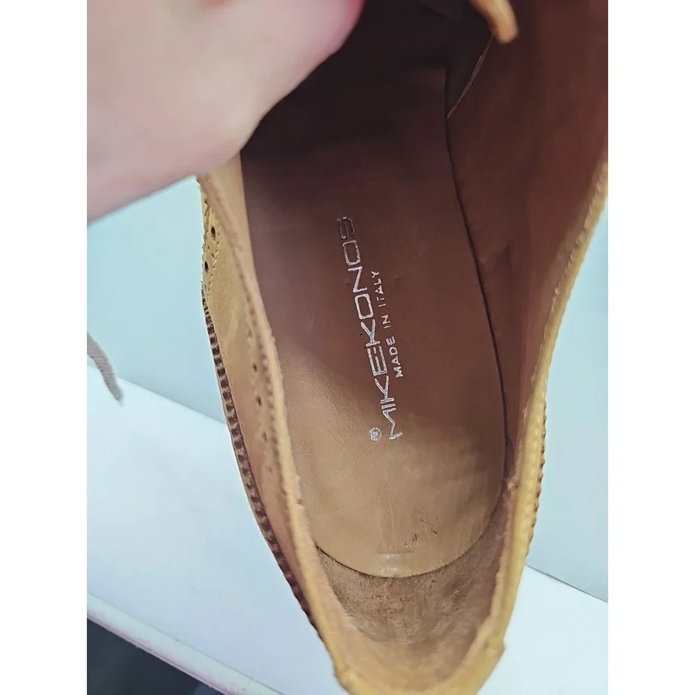 Mike Konos  Made in Italy Tan Suede Wingtip Oxford Shoes Sz 11.5 New